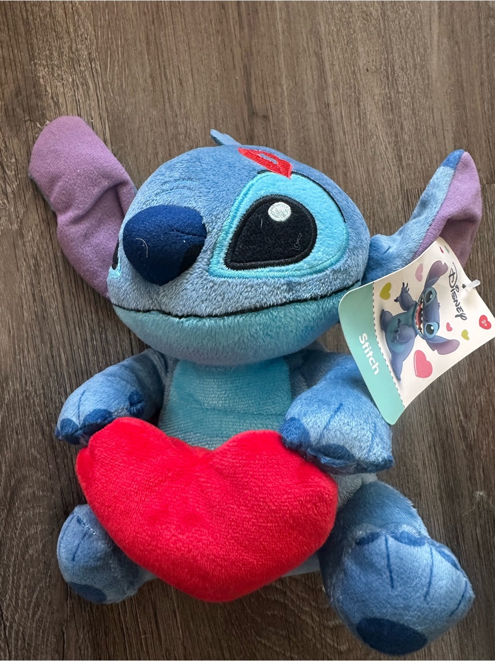 Disney Blue & Purple Stitch Plush Holding Red Heart